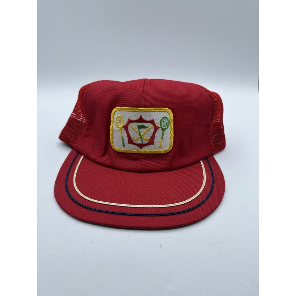 Vintage 80s Canada Sports Trucker Hat Tennis Golf Hockey Patch Snapback Red